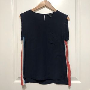 French Connection Navy Blue Silk Sleeveless Top